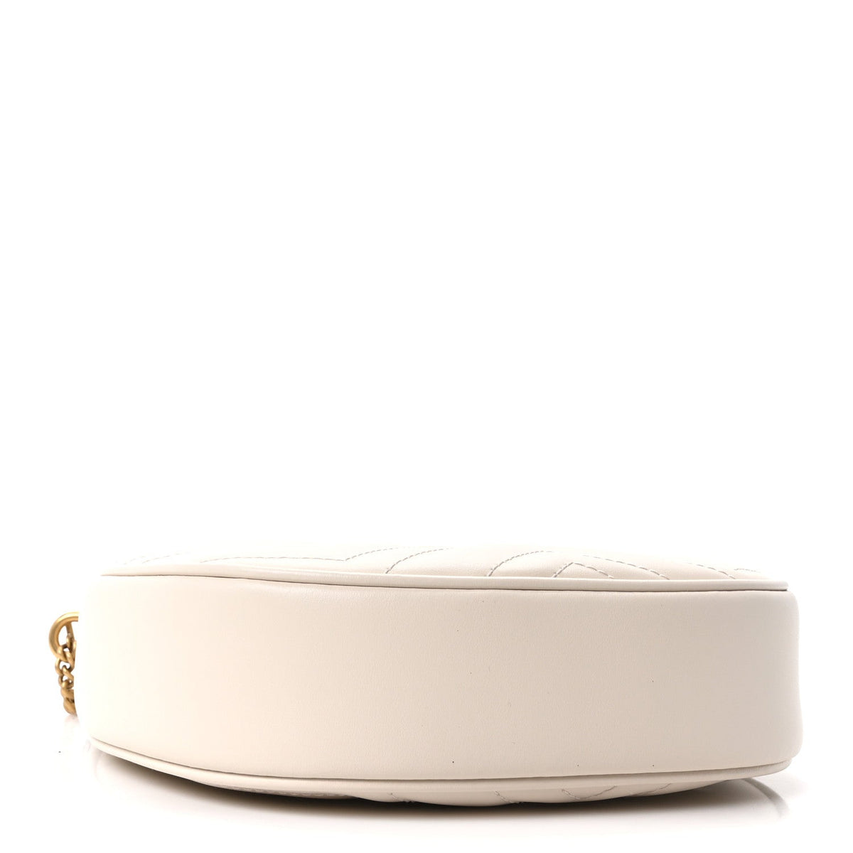Calfskin Matelasse Chevron Mini GG Marmont Half Moon Hobo Mystic White