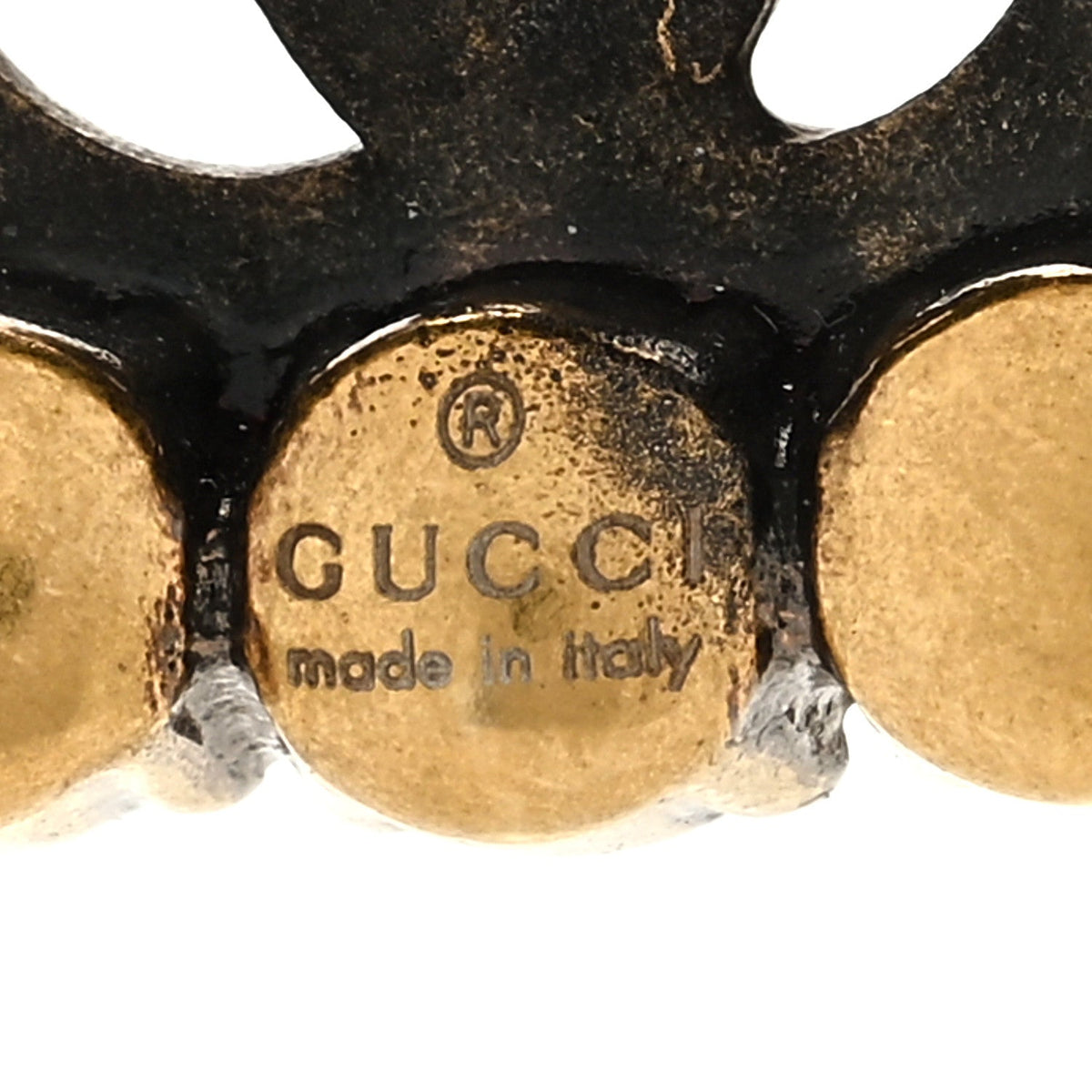 Crystal Embellished Double G Necklace Aged Gold Red