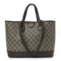 GG Supreme Monogram Textured Calfskin Small Ophidia Shoulder Tote Bag Beige Ebony New Acero
