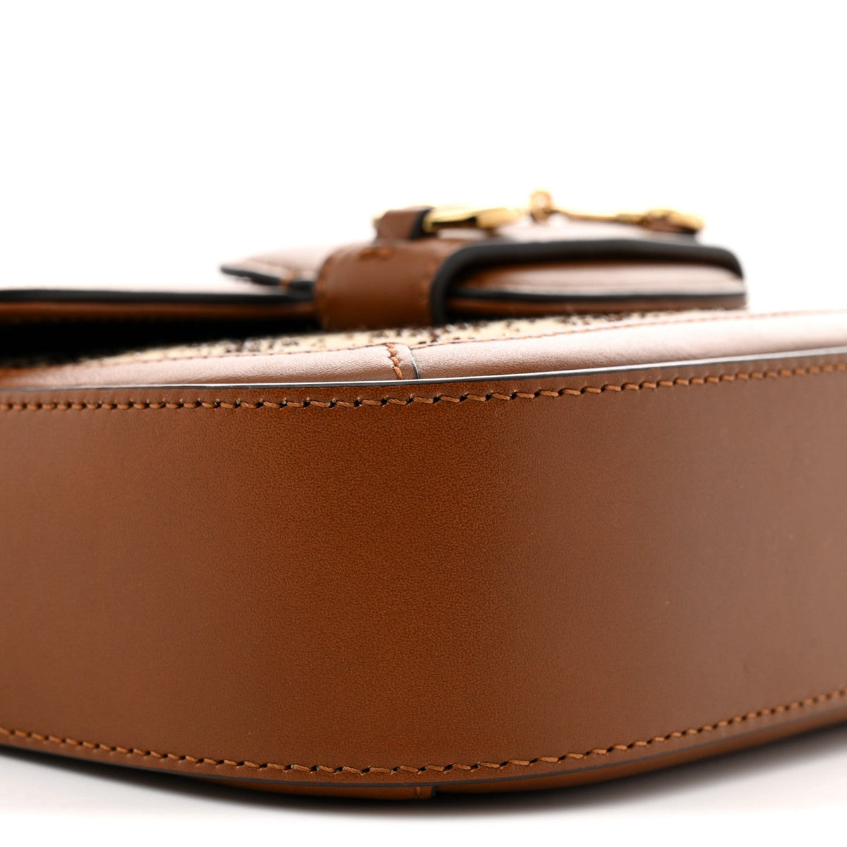New Canvas Charisma Calfskin Crystal GG Monogram Mini Horsebit 1955 Shoulder Bag Camel Ebony