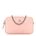Dollar Calfskin Enamel Super Mini GG Marmont Chain Shoulder Bag Light Pink Blue