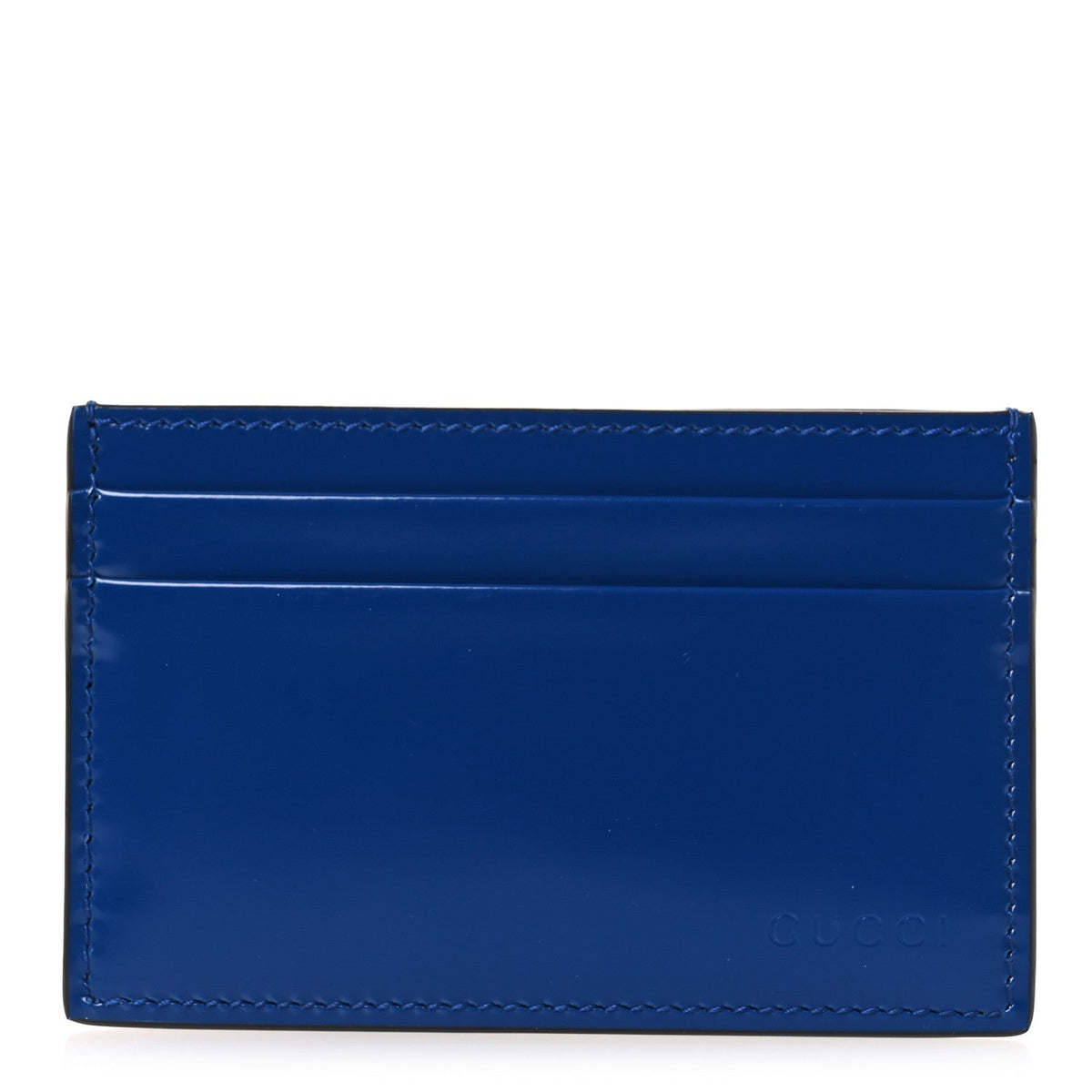 Calfskin Lux Man Card Case Metal Blue