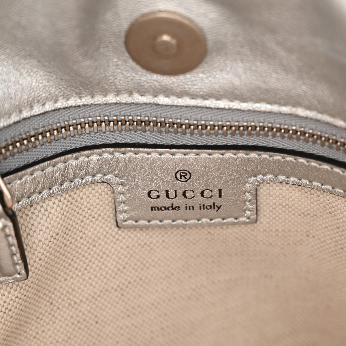Sakai Be Green Calfskin Diagonal Stitched Small Blondie Tote Silver