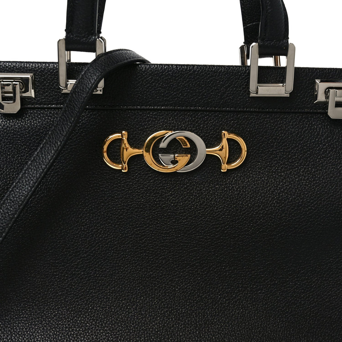 Grainy Calfskin Medium Zumi Top Handle Bag Black