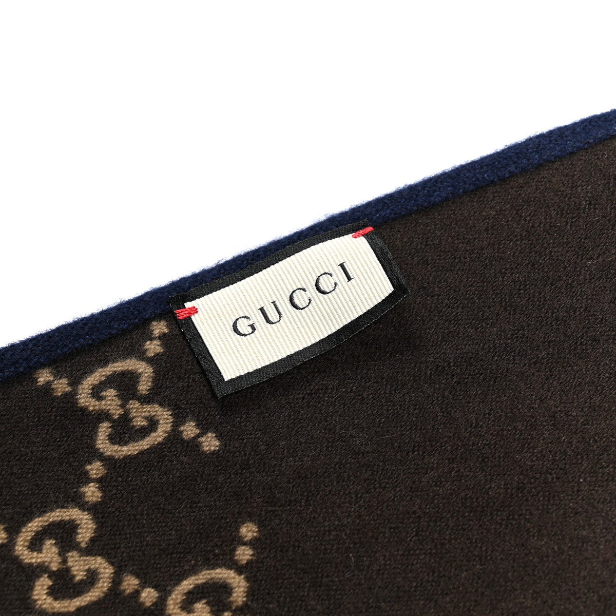 Wool Silk GG Monogram Ripon Simple Scarf Brown Blue