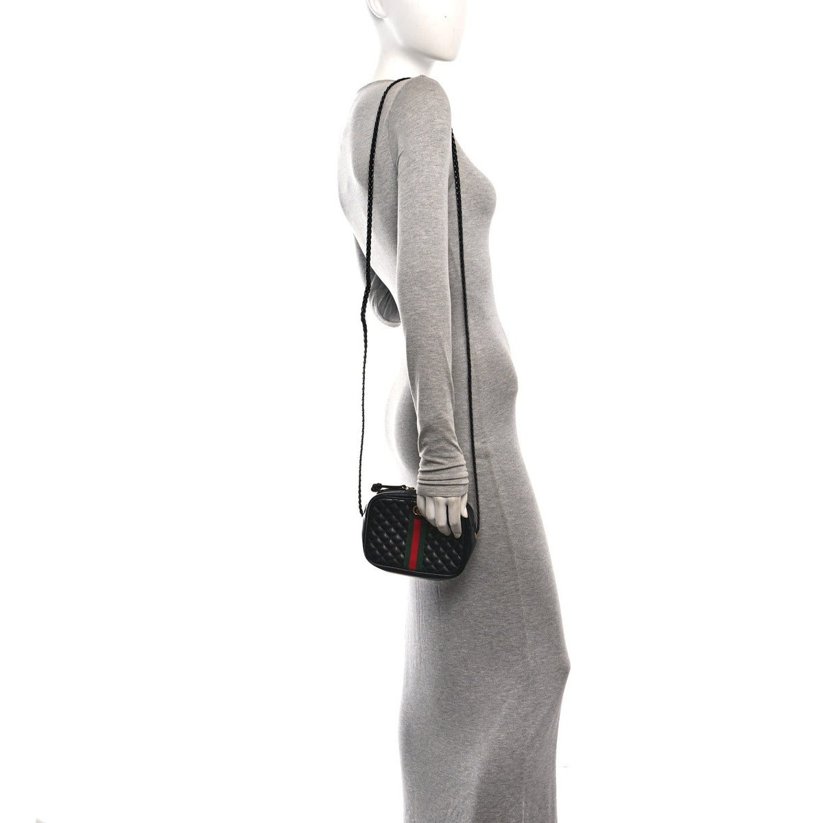 Calfskin Trapuntata Web Mini GG Shoulder Bag Black