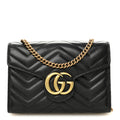 Calfskin Matelasse GG Marmont Chain Wallet Black