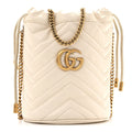 Calfskin Matelasse Mini GG Marmont 2.0 Bucket Bag White