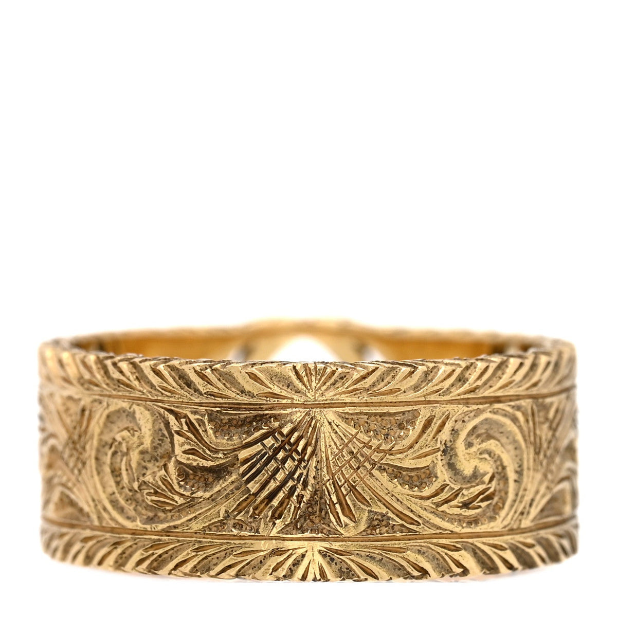 18K Yellow Gold Interlocking G Arabesque Ring 55 7.25