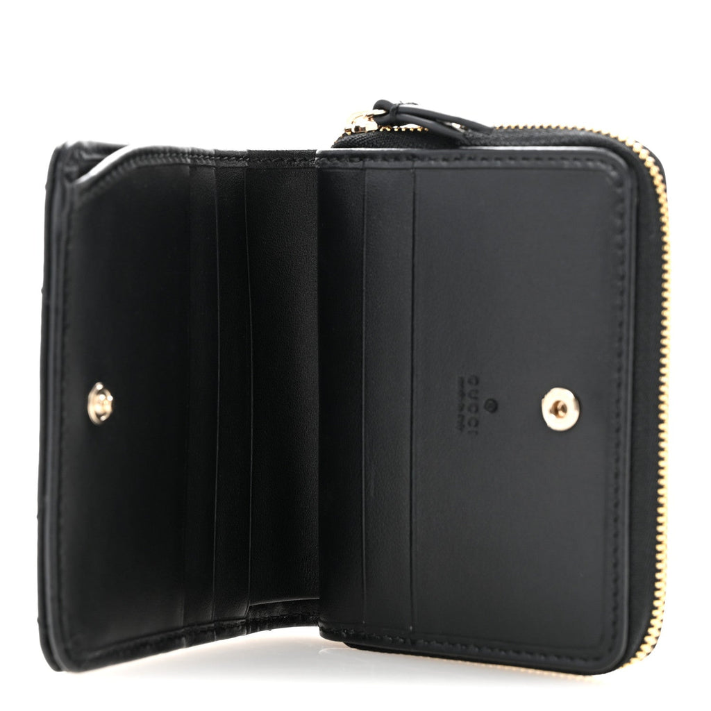 Calfskin Matelasse GG Marmont Compact Wallet Black