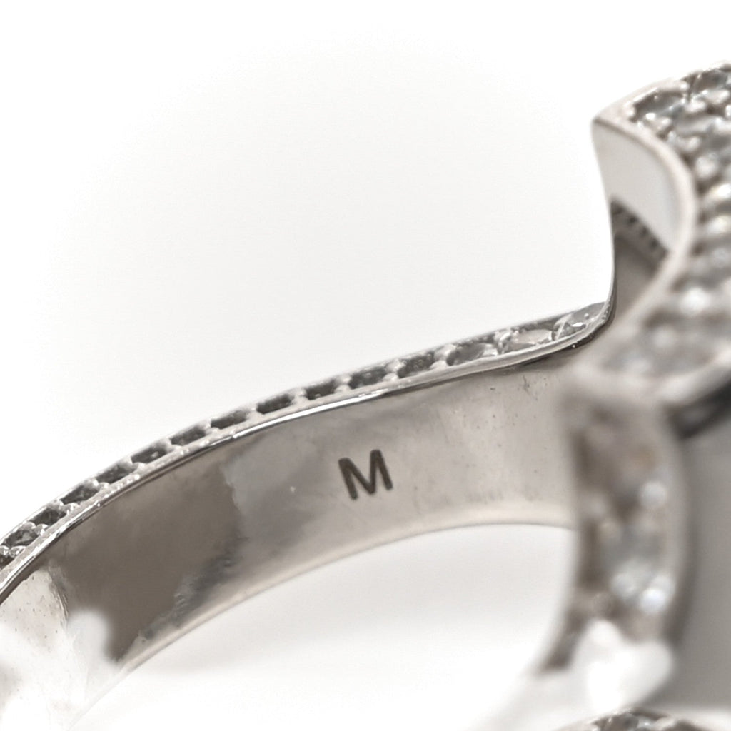 Metal Crystal Logo Square Signet Ring M Silver