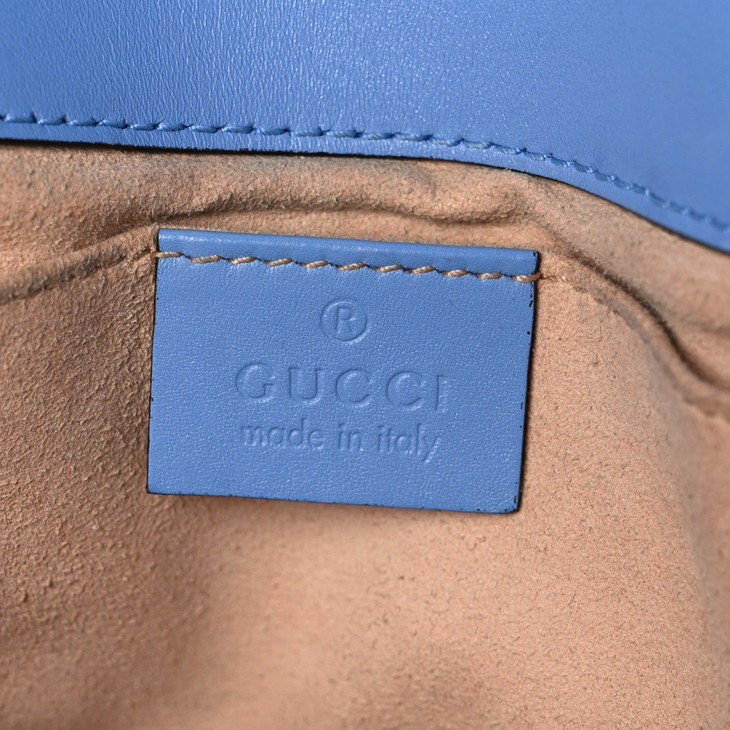 Calfskin Matelasse Mini GG Marmont Shoulder Bag Clear Sky Blue
