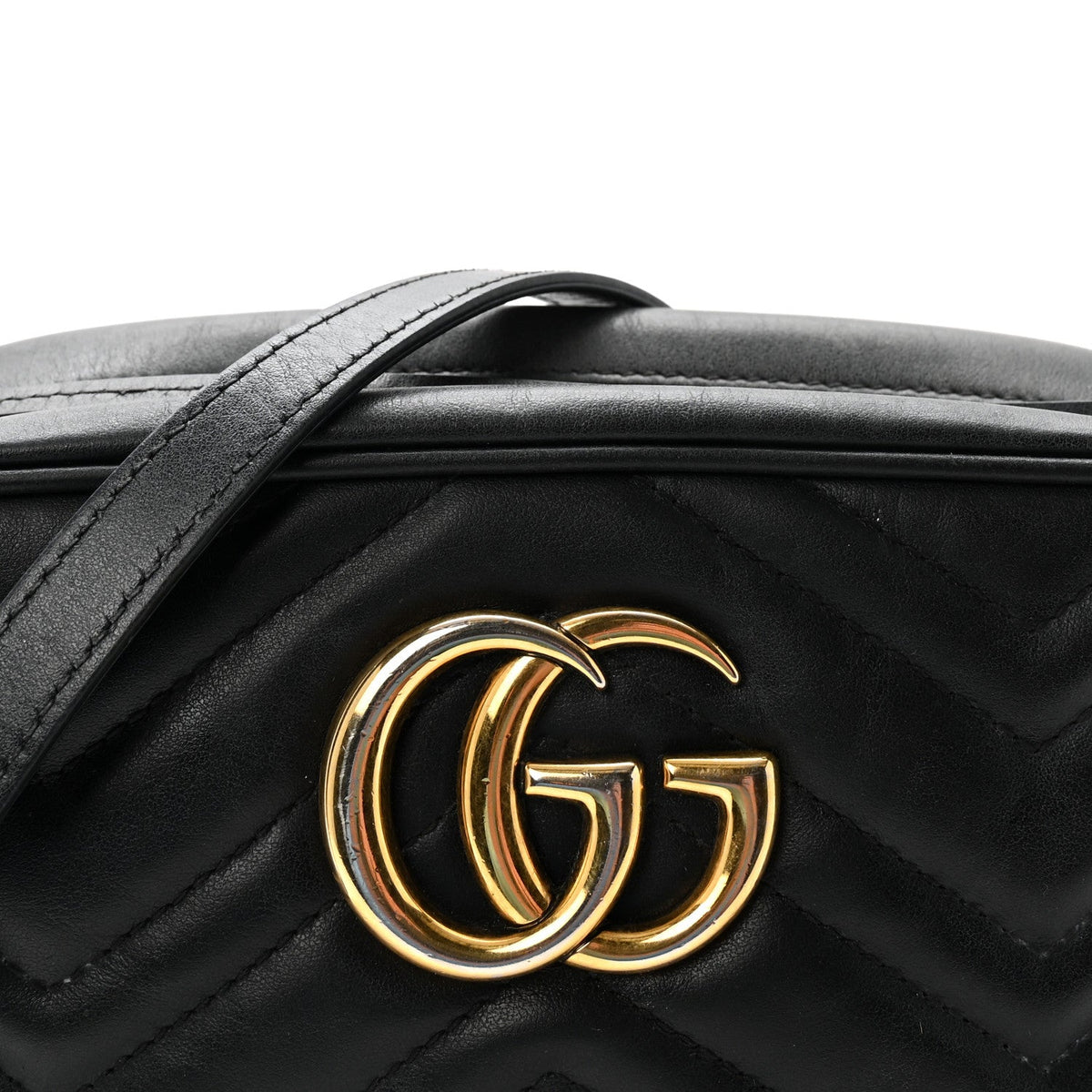 Calfskin Matelasse Small GG Marmont Chain Shoulder Bag Black