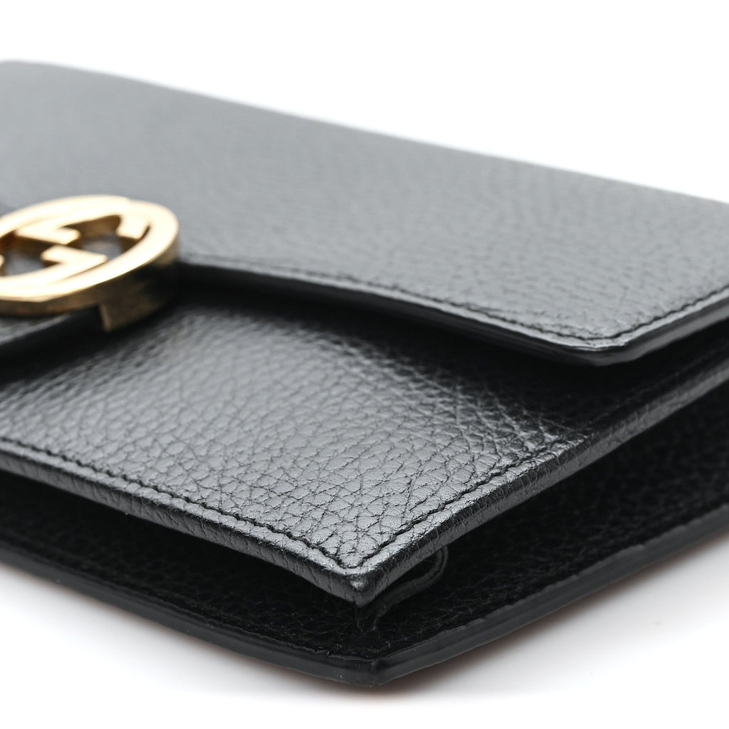 Dollar Calfskin Interlocking G Chain Wallet Black