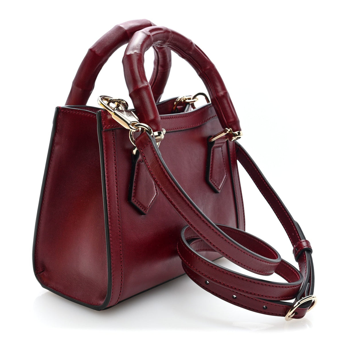 Sweetbread Calfskin Mini Diana Tote Bag Rosso Ancora