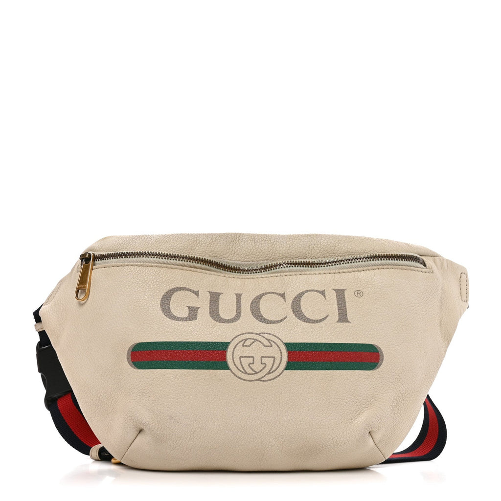Grained Calfskin Logo Belt Bag White