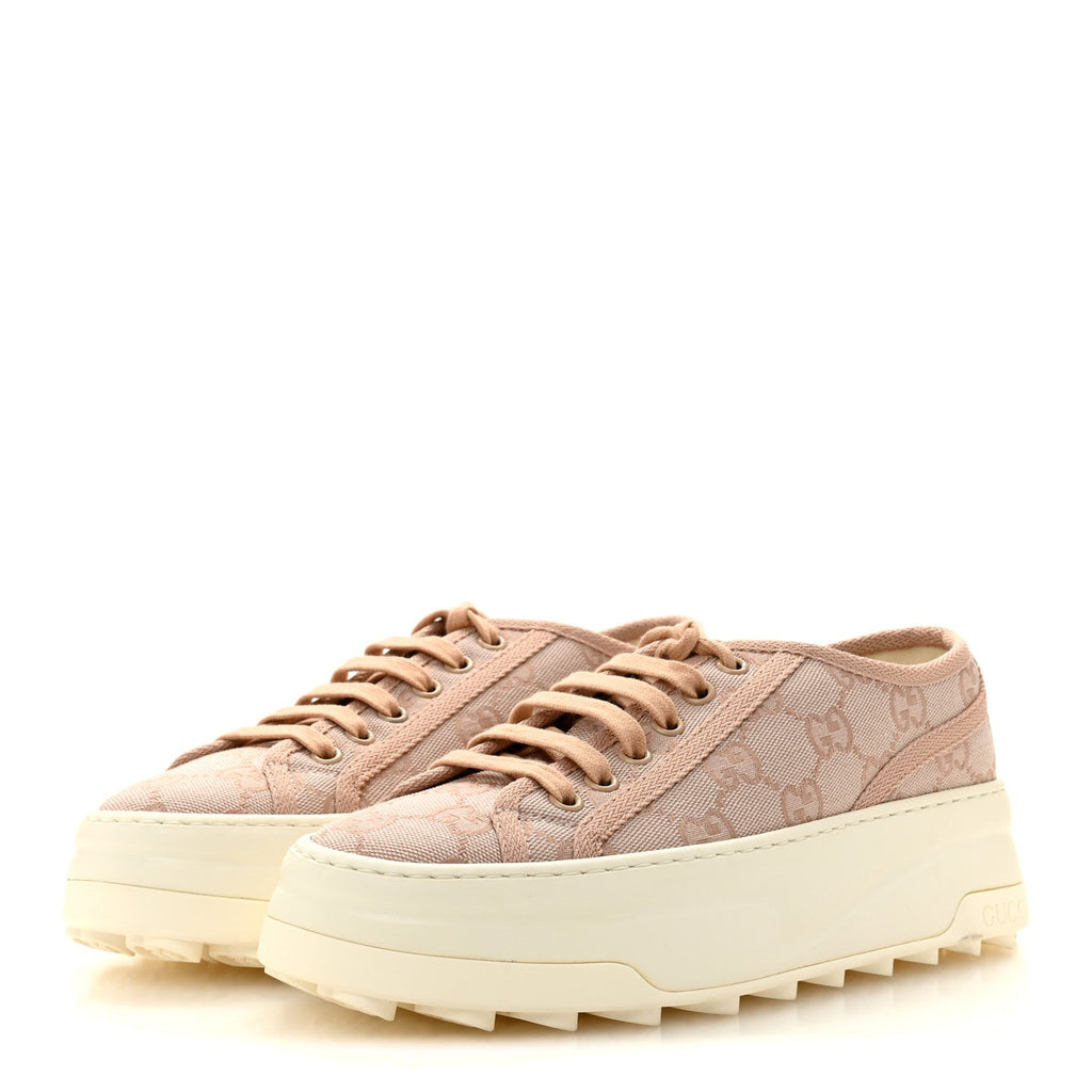 GG Monogram Womens 1977 Tennis Platform 52mm Sneakers 36 Skin Rose