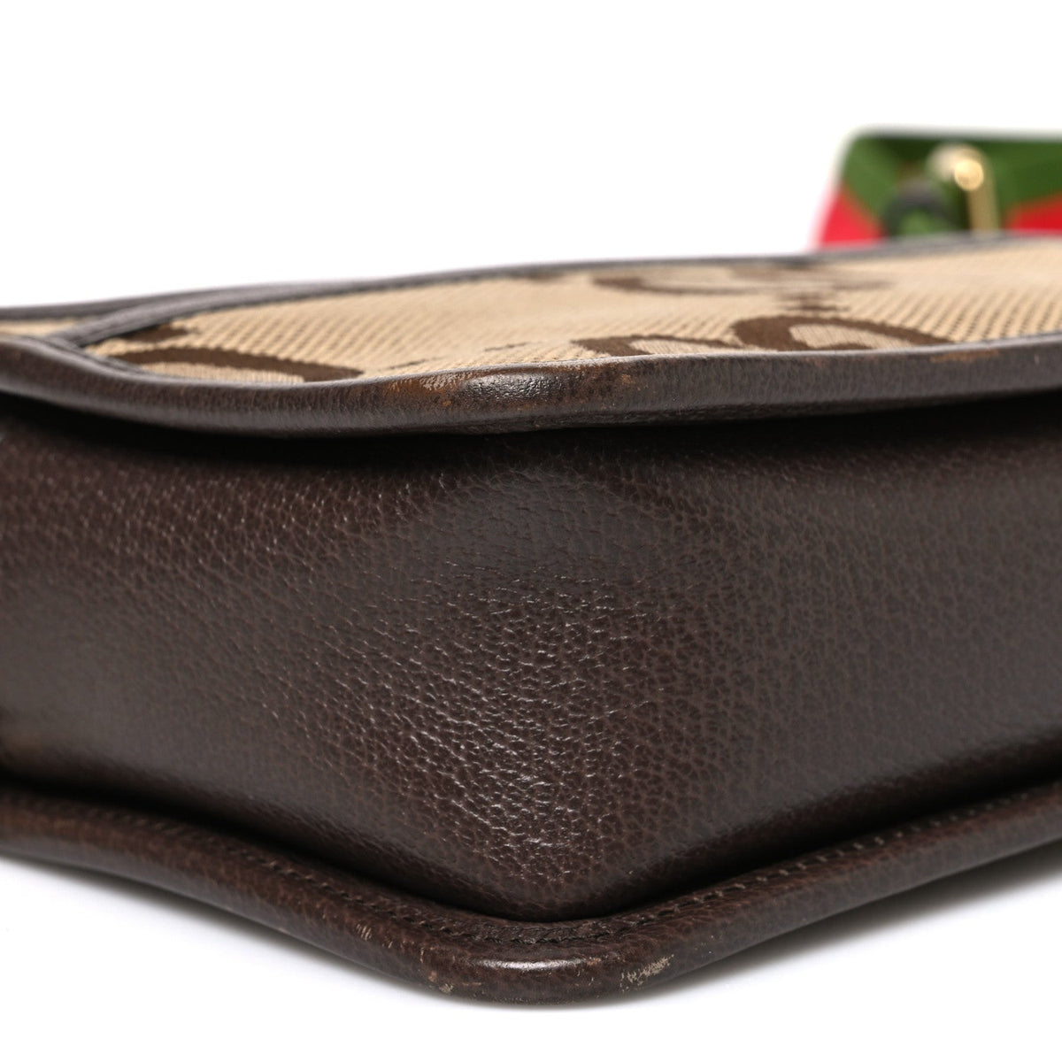 Monogram Jumbo GG Textured Dollar Calfskin Web Mini Crossbody Bag Camel Ebony New Acero