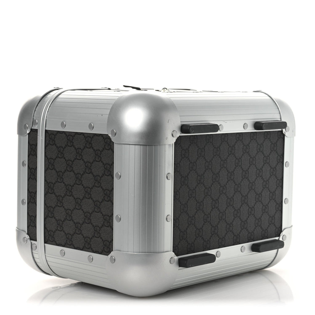 GG Supreme Monogram Aluminum Porter Beauty Case Silver