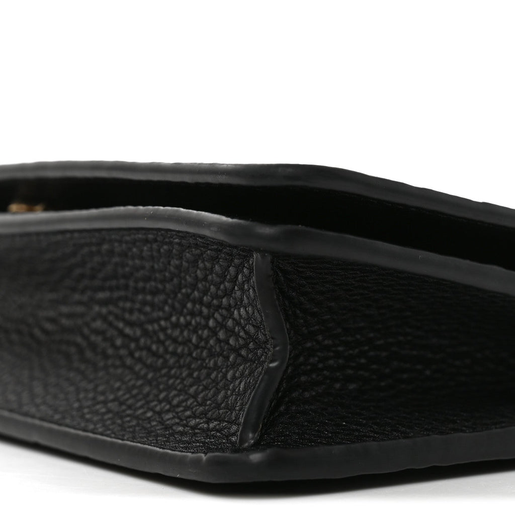 GG Grainy Calfskin Emblem Wallet On Chain Black