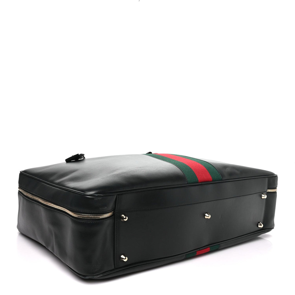 Calfskin Web Suitcase Black
