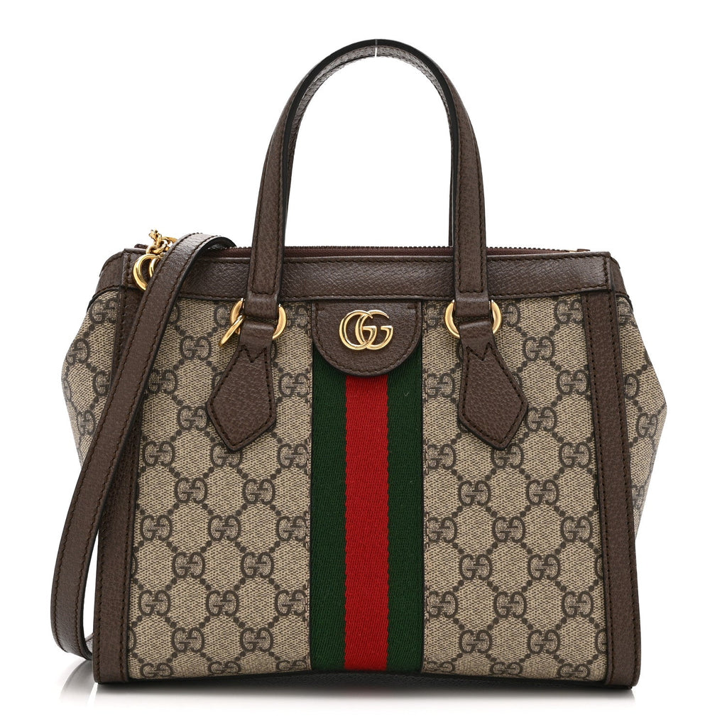 GG Supreme Monogram Small Ophidia Tote Bag Brown