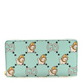 X PIKARAR Textured Dollar Calfskin Animal Print Zip Around Wallet Green