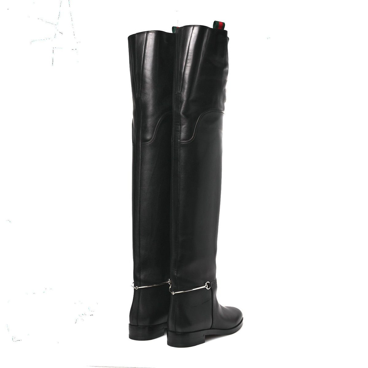 Calfskin Slim Horsebit Over The Knee High Boots 37 Black