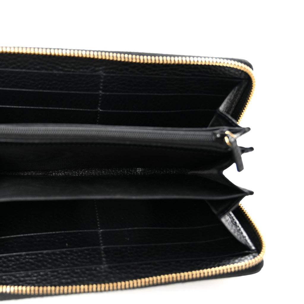 Dollar Calfskin GG Marmont Zip Around Wallet Black