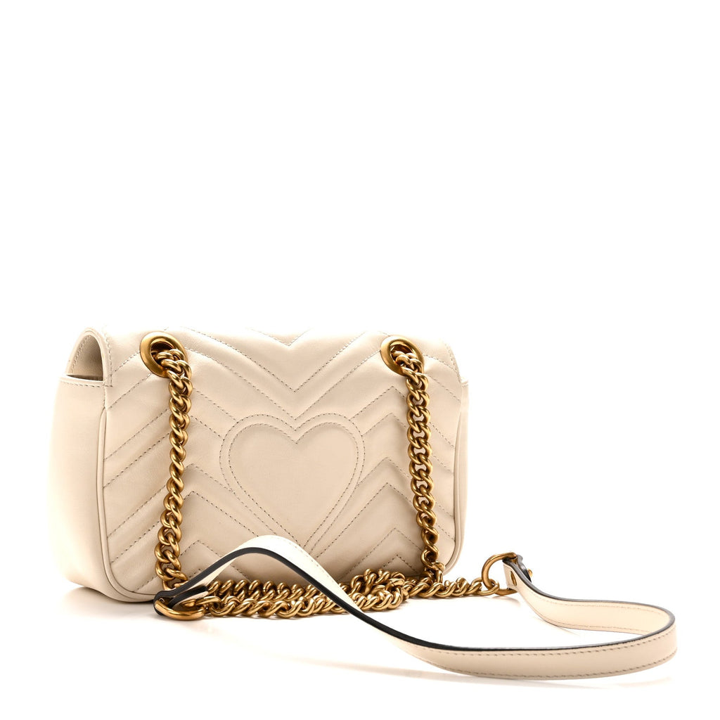 Calfskin Matelasse Mini GG Marmont Shoulder Bag White