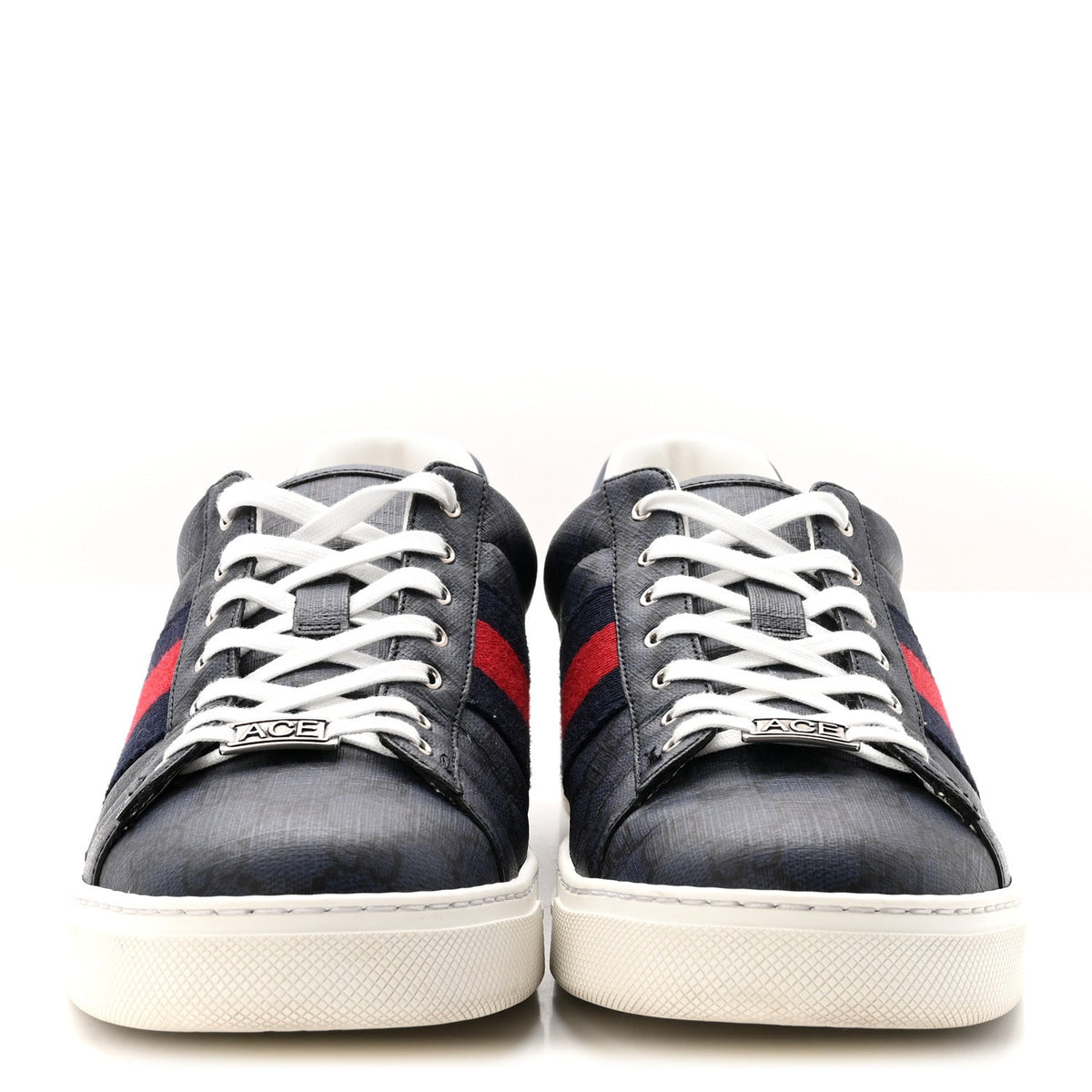 GG Supreme Monogram Web Mens New Ace Sneakers 10 Dark Blue