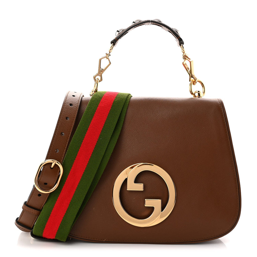Roxy Calfskin Web Medium Blondie Shoulder Flap Bag Cuir