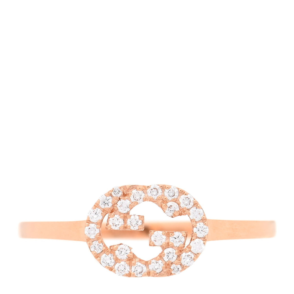 18K Rose Gold Diamond Interlocking G Ring 52 6