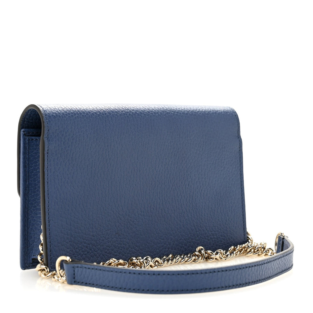 Dollar Calfskin Interlocking G Chain Wallet Caspian