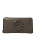 Sakai Be Green Calfskin Diagonal Stitched Blondie Zip Wallet Cuir