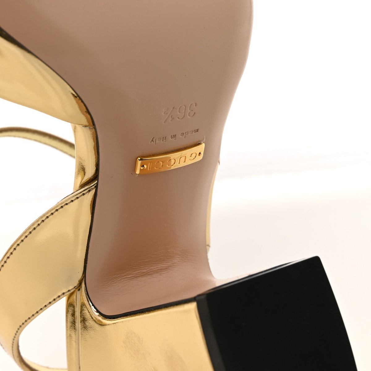 Metallic Nappa Horsebit Cross Strap 95mm Sandals 36.5 Gold