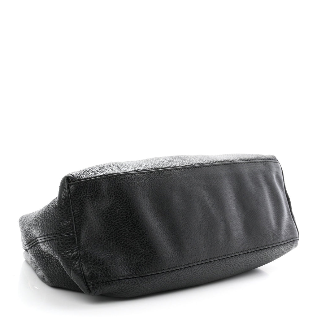Pebbled Calfskin Medium Soho Chain Shoulder Bag Black