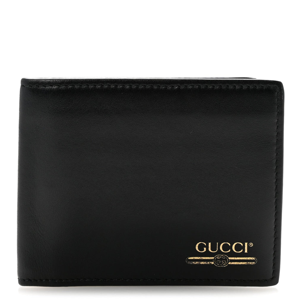 Plutone Calfskin Logo Bi-Fold Wallet Black