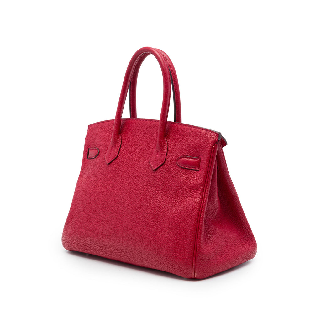 Birkin Handbag Red Clemence with Palladium Hardware 30