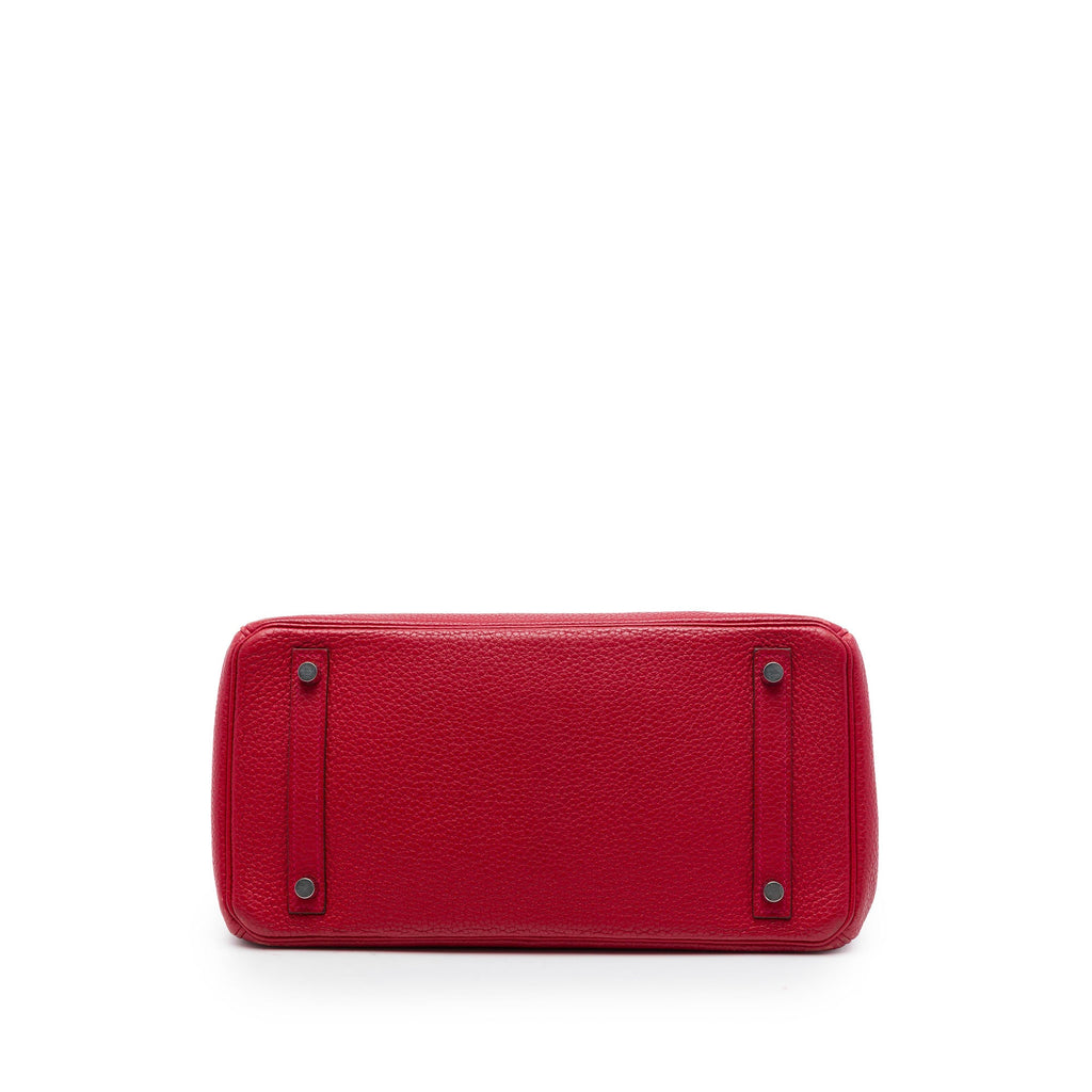 Birkin Handbag Red Clemence with Palladium Hardware 30