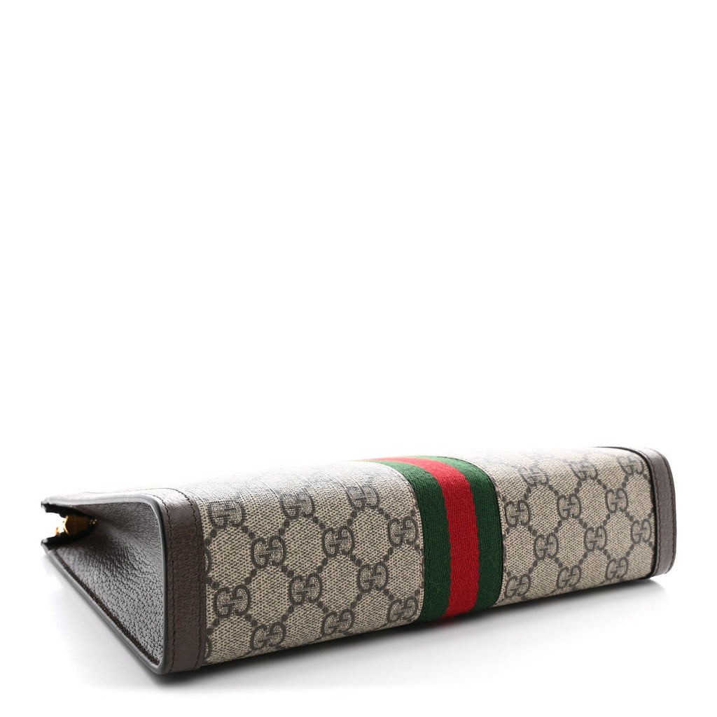 GG Supreme Monogram Web Ophidia Pouch Brown