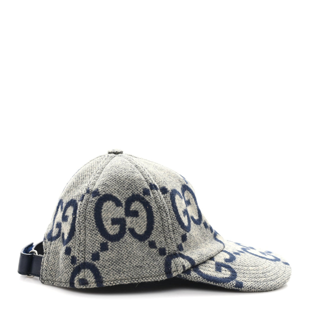 Wool Monogram Jumbo GG Antonio Baseball Hat M Grey