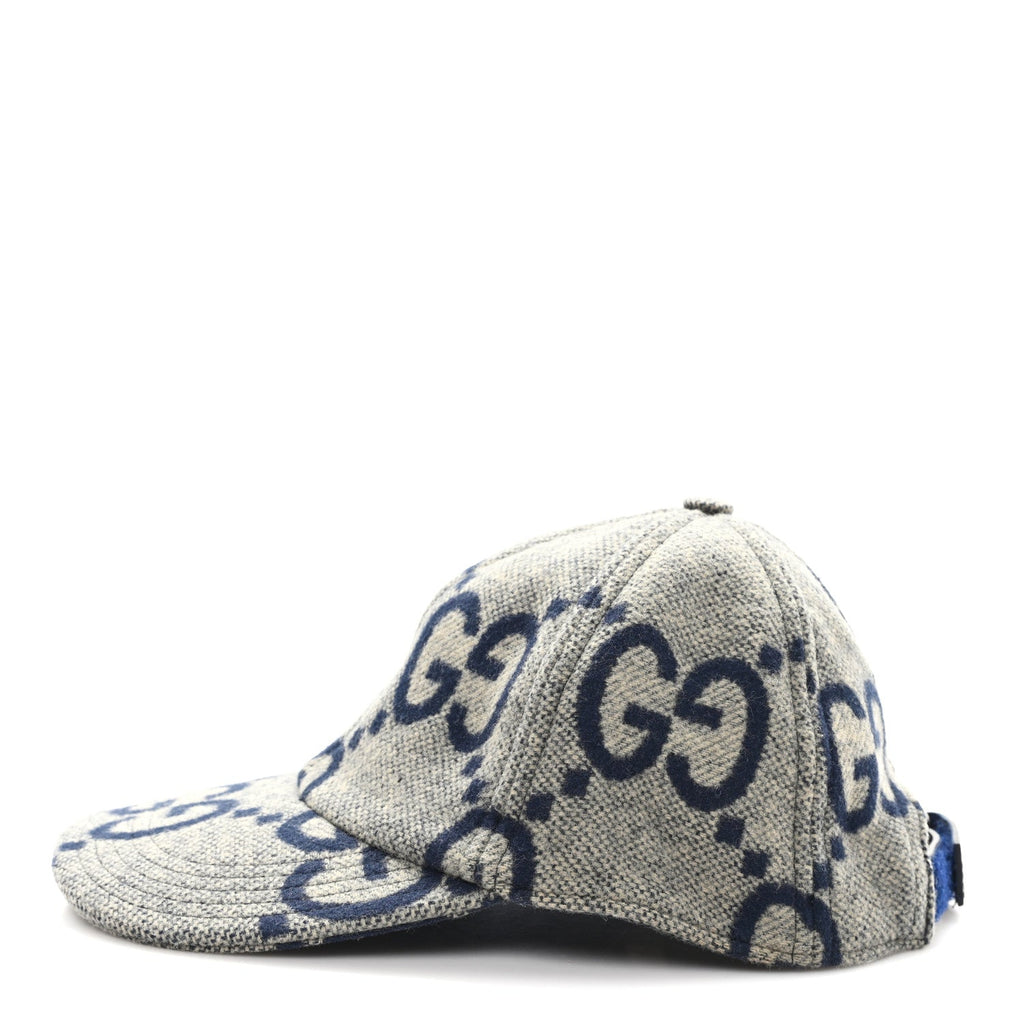Wool Monogram Jumbo GG Antonio Baseball Hat M Grey