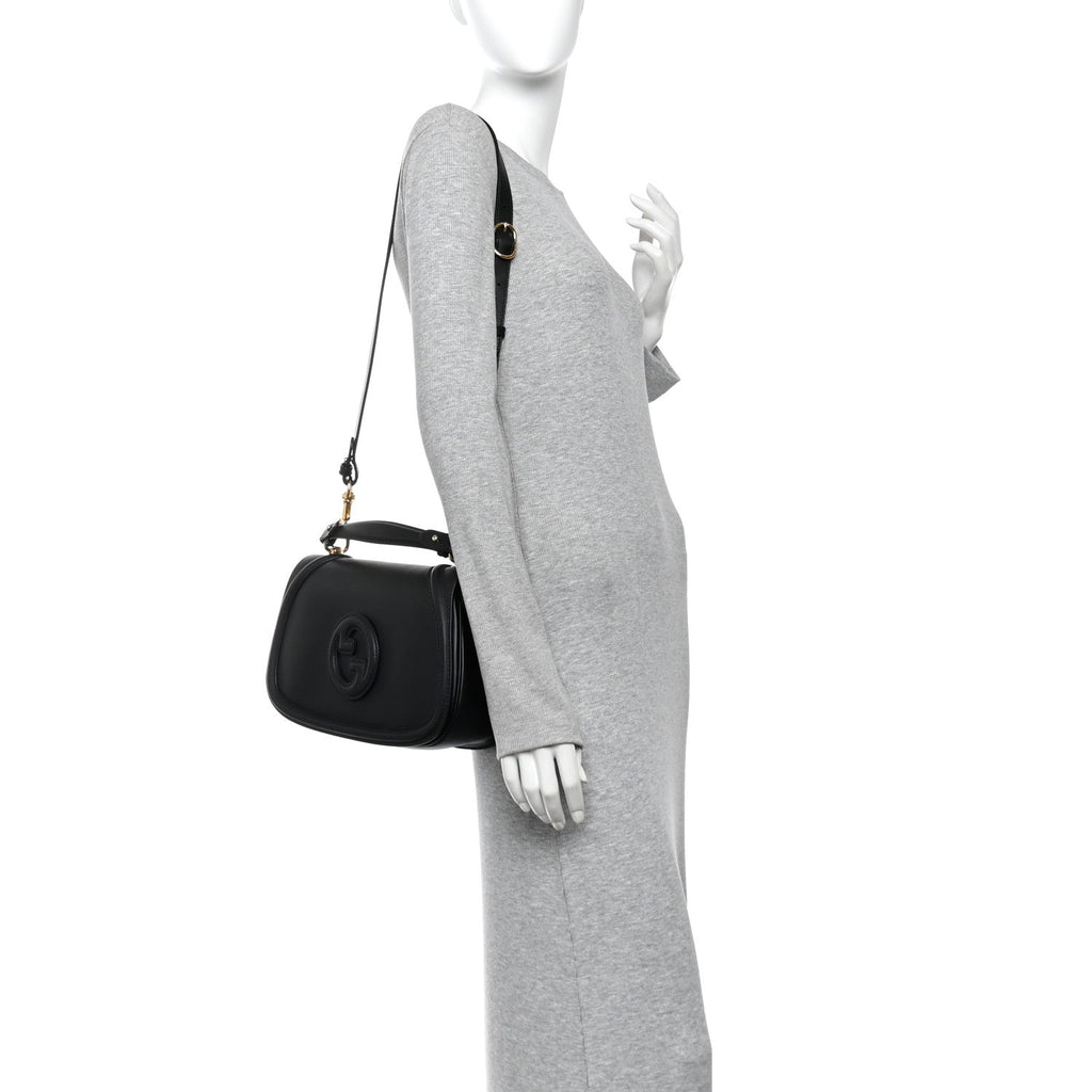 Calfskin Large Blondie Top Handle Bag Black