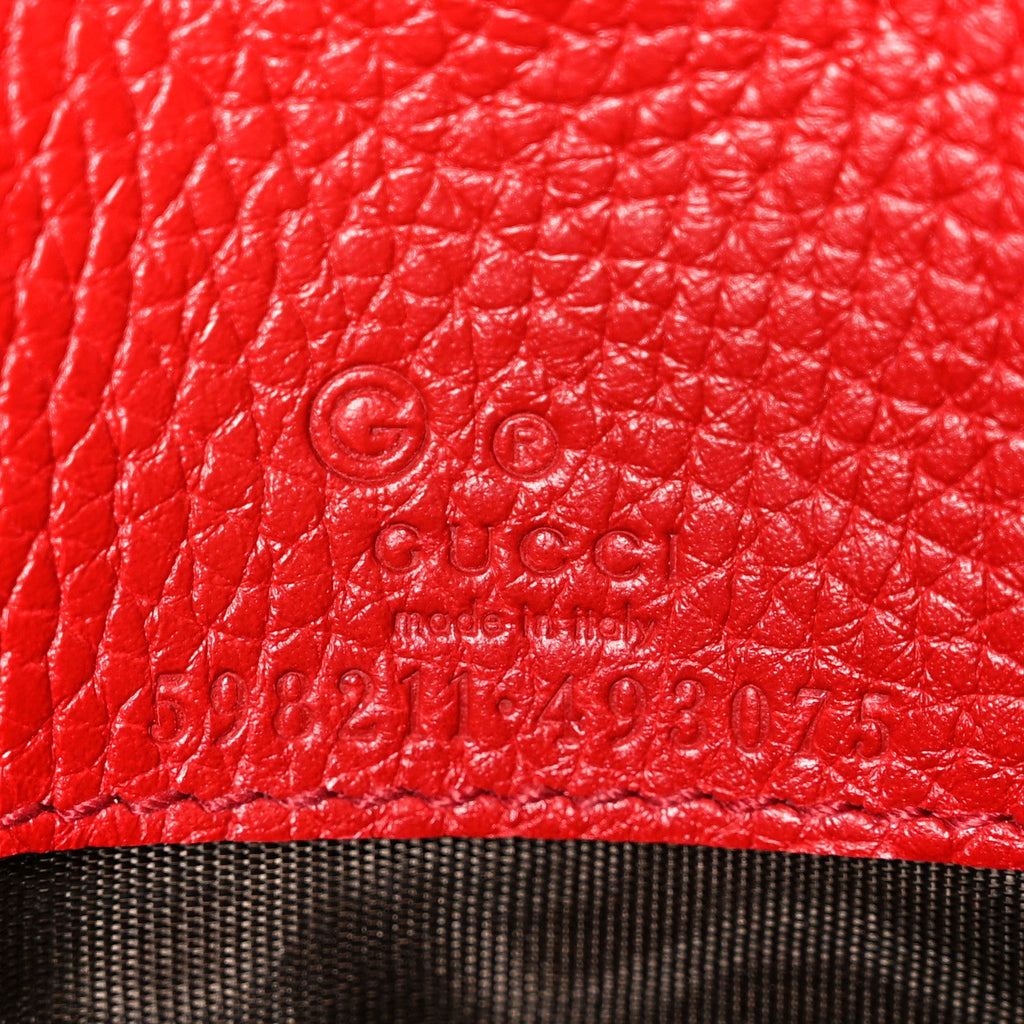 Pebbled Calfskin Soho Wallet on Chain Tabasco Red