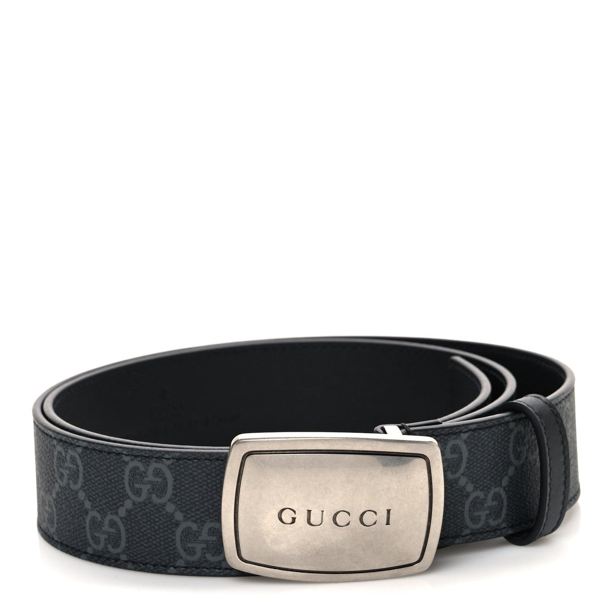GG Supreme Monogram Plaque Buckle Belt 90 36 Black