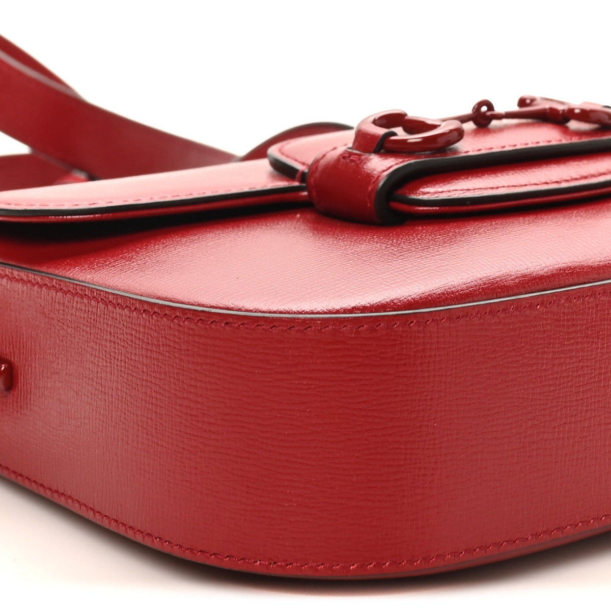 Azalea Calfskin Web Monochrome Horsebit 1955 Shoulder Bag New Cherry Red New Cherry Red
