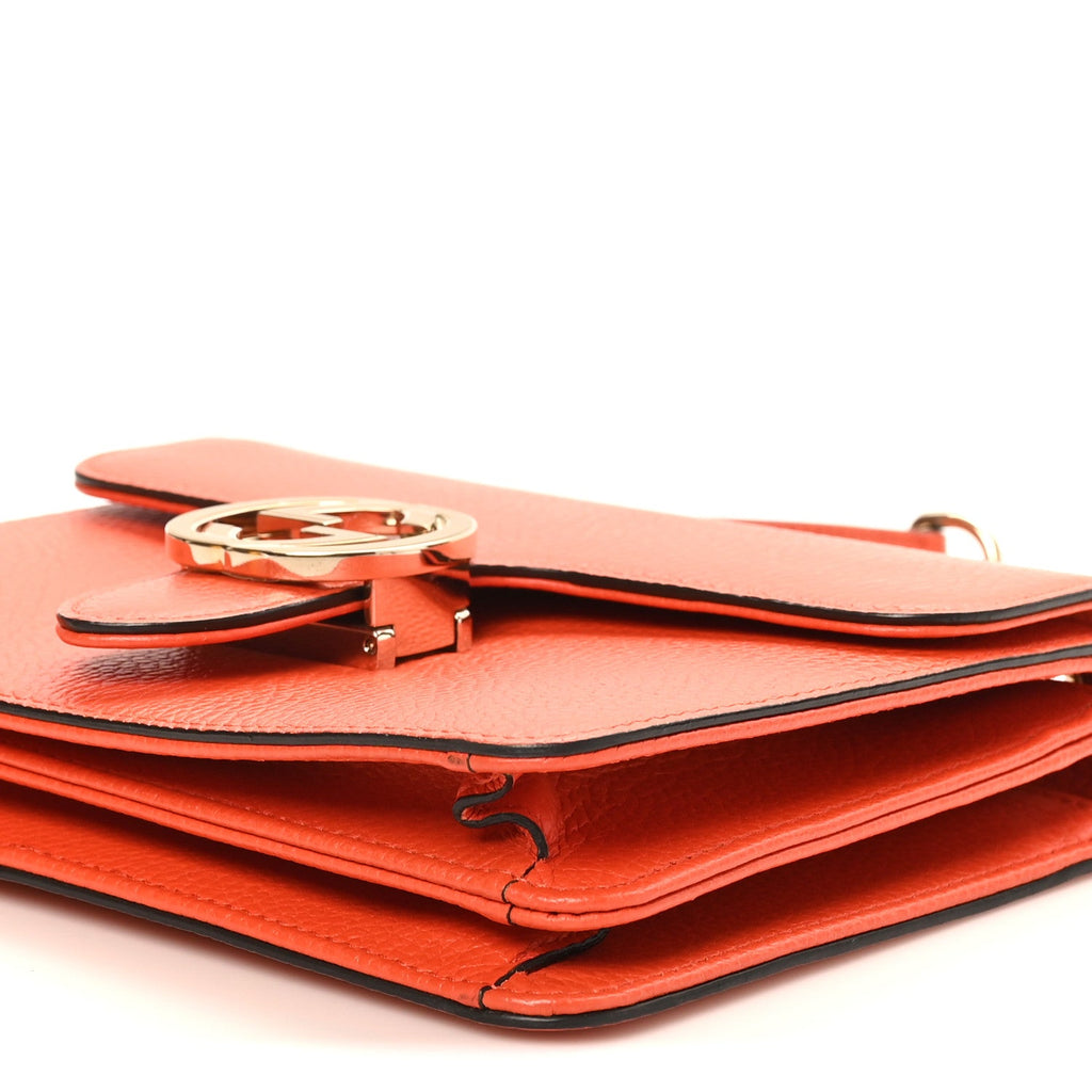 Dollar Calfskin Small Interlocking G Shoulder Bag Sun Orange