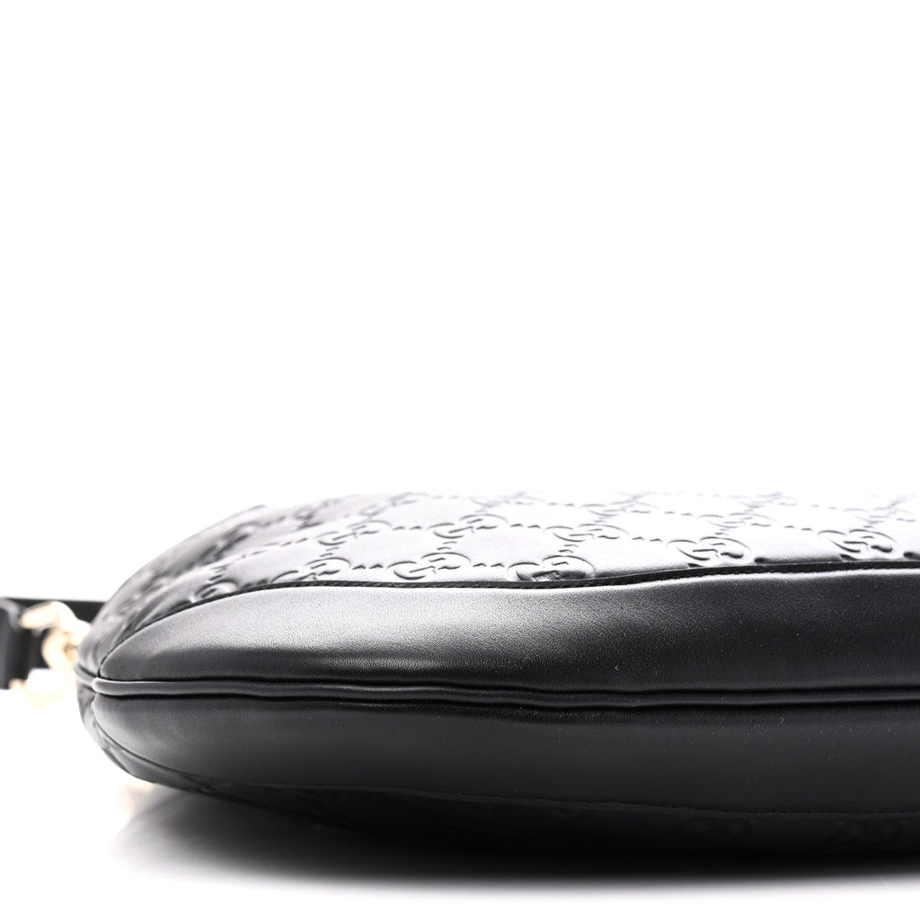 GG Calfskin Embossed B Medium Shoulder Bag Arabella Black