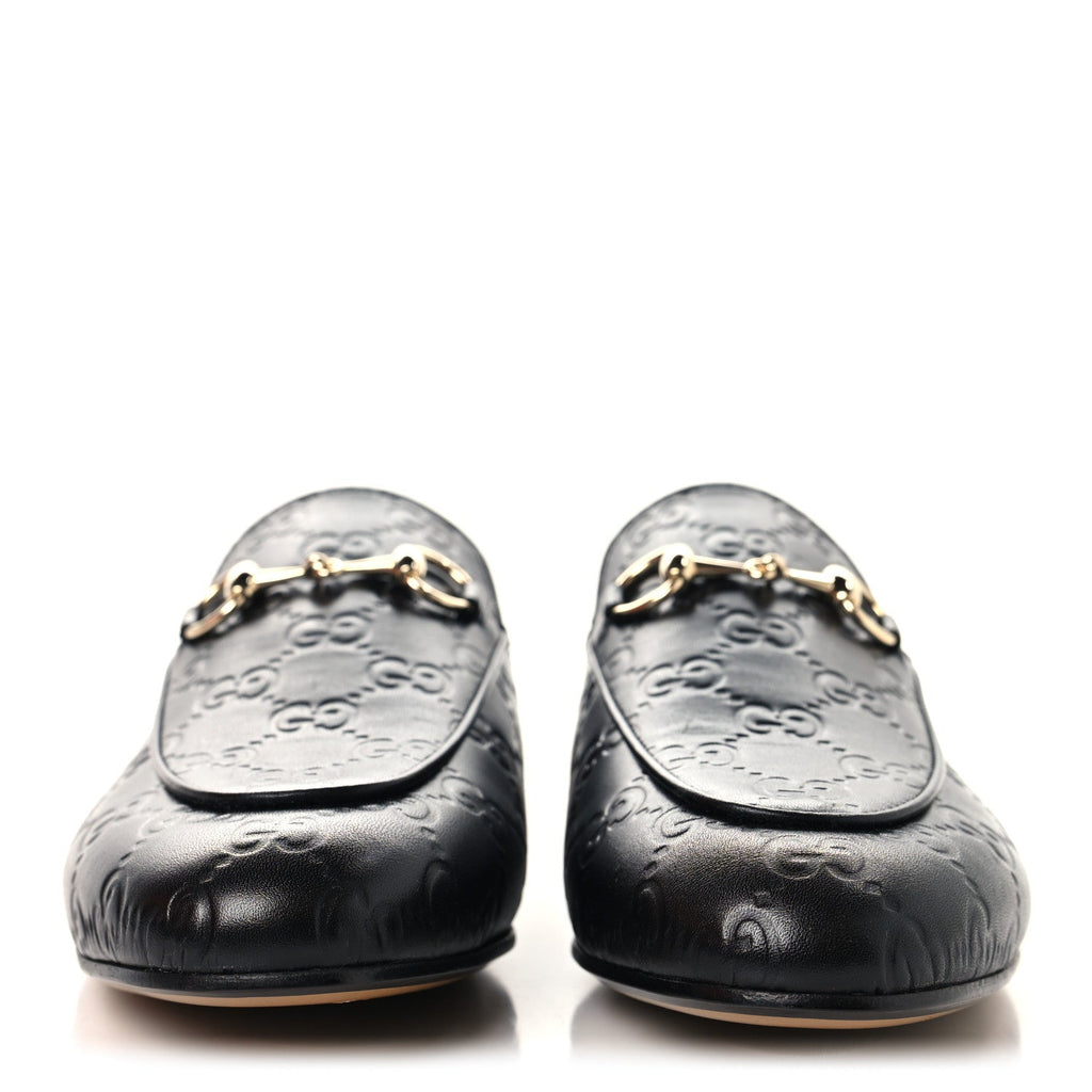 Glamour Calfskin Guccissima Womens Princetown Slippers 37.5 Black